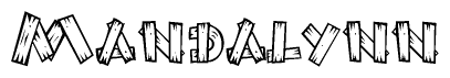 The image contains the name Mandalynn written in a decorative, stylized font with a hand-drawn appearance. The lines are made up of what appears to be planks of wood, which are nailed together