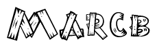 The clipart image shows the name Marcb stylized to look like it is constructed out of separate wooden planks or boards, with each letter having wood grain and plank-like details.