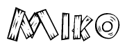 The clipart image shows the name Miko stylized to look like it is constructed out of separate wooden planks or boards, with each letter having wood grain and plank-like details.