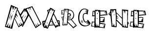 The clipart image shows the name Marcene stylized to look like it is constructed out of separate wooden planks or boards, with each letter having wood grain and plank-like details.