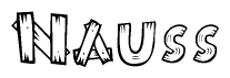 The clipart image shows the name Nauss stylized to look like it is constructed out of separate wooden planks or boards, with each letter having wood grain and plank-like details.