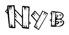 The clipart image shows the name Nyb stylized to look as if it has been constructed out of wooden planks or logs. Each letter is designed to resemble pieces of wood.