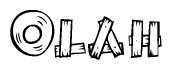 The clipart image shows the name Olah stylized to look like it is constructed out of separate wooden planks or boards, with each letter having wood grain and plank-like details.