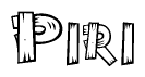 The image contains the name Piri written in a decorative, stylized font with a hand-drawn appearance. The lines are made up of what appears to be planks of wood, which are nailed together