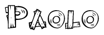 The clipart image shows the name Paolo stylized to look as if it has been constructed out of wooden planks or logs. Each letter is designed to resemble pieces of wood.