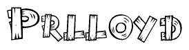 The clipart image shows the name Prlloyd stylized to look as if it has been constructed out of wooden planks or logs. Each letter is designed to resemble pieces of wood.