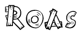 The clipart image shows the name Roas stylized to look like it is constructed out of separate wooden planks or boards, with each letter having wood grain and plank-like details.
