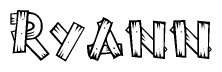 The clipart image shows the name Ryann stylized to look like it is constructed out of separate wooden planks or boards, with each letter having wood grain and plank-like details.