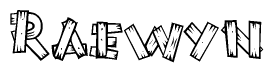 The clipart image shows the name Raewyn stylized to look like it is constructed out of separate wooden planks or boards, with each letter having wood grain and plank-like details.