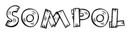 The clipart image shows the name Sompol stylized to look like it is constructed out of separate wooden planks or boards, with each letter having wood grain and plank-like details.