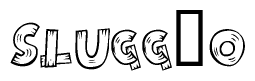 The clipart image shows the name Slugg o stylized to look like it is constructed out of separate wooden planks or boards, with each letter having wood grain and plank-like details.