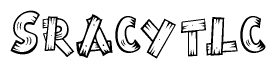 The image contains the name Sracytlc written in a decorative, stylized font with a hand-drawn appearance. The lines are made up of what appears to be planks of wood, which are nailed together