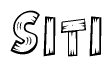 The clipart image shows the name Siti stylized to look as if it has been constructed out of wooden planks or logs. Each letter is designed to resemble pieces of wood.