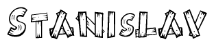 The clipart image shows the name Stanislav stylized to look like it is constructed out of separate wooden planks or boards, with each letter having wood grain and plank-like details.