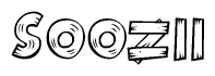 The image contains the name Soozii written in a decorative, stylized font with a hand-drawn appearance. The lines are made up of what appears to be planks of wood, which are nailed together