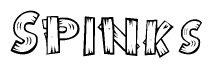 The clipart image shows the name Spinks stylized to look like it is constructed out of separate wooden planks or boards, with each letter having wood grain and plank-like details.