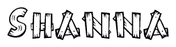 The clipart image shows the name Shanna stylized to look like it is constructed out of separate wooden planks or boards, with each letter having wood grain and plank-like details.