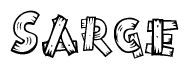 The clipart image shows the name Sarge stylized to look like it is constructed out of separate wooden planks or boards, with each letter having wood grain and plank-like details.