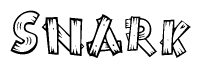 The image contains the name Snark written in a decorative, stylized font with a hand-drawn appearance. The lines are made up of what appears to be planks of wood, which are nailed together