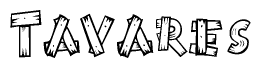The clipart image shows the name Tavares stylized to look like it is constructed out of separate wooden planks or boards, with each letter having wood grain and plank-like details.