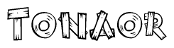 The clipart image shows the name Tonaor stylized to look like it is constructed out of separate wooden planks or boards, with each letter having wood grain and plank-like details.