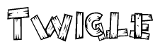 The clipart image shows the name Twigle stylized to look as if it has been constructed out of wooden planks or logs. Each letter is designed to resemble pieces of wood.