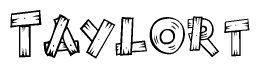 The clipart image shows the name Taylort stylized to look like it is constructed out of separate wooden planks or boards, with each letter having wood grain and plank-like details.