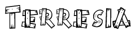 The clipart image shows the name Terresia stylized to look like it is constructed out of separate wooden planks or boards, with each letter having wood grain and plank-like details.