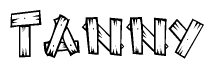 The image contains the name Tanny written in a decorative, stylized font with a hand-drawn appearance. The lines are made up of what appears to be planks of wood, which are nailed together