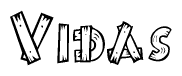The clipart image shows the name Vidas stylized to look like it is constructed out of separate wooden planks or boards, with each letter having wood grain and plank-like details.