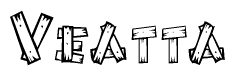 The clipart image shows the name Veatta stylized to look as if it has been constructed out of wooden planks or logs. Each letter is designed to resemble pieces of wood.
