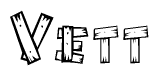 The clipart image shows the name Vett stylized to look like it is constructed out of separate wooden planks or boards, with each letter having wood grain and plank-like details.