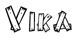 The clipart image shows the name Vika stylized to look like it is constructed out of separate wooden planks or boards, with each letter having wood grain and plank-like details.