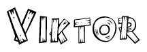 The clipart image shows the name Viktor stylized to look like it is constructed out of separate wooden planks or boards, with each letter having wood grain and plank-like details.