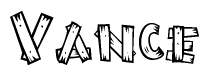 The clipart image shows the name Vance stylized to look like it is constructed out of separate wooden planks or boards, with each letter having wood grain and plank-like details.