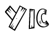 The clipart image shows the name Yic stylized to look as if it has been constructed out of wooden planks or logs. Each letter is designed to resemble pieces of wood.