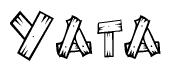 The clipart image shows the name Yata stylized to look as if it has been constructed out of wooden planks or logs. Each letter is designed to resemble pieces of wood.