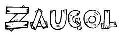 The clipart image shows the name Zaugol stylized to look like it is constructed out of separate wooden planks or boards, with each letter having wood grain and plank-like details.