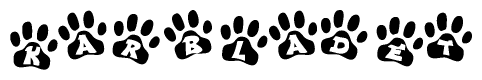The image shows a series of animal paw prints arranged horizontally. Within each paw print, there's a letter; together they spell Karbladet