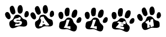 The image shows a series of animal paw prints arranged horizontally. Within each paw print, there's a letter; together they spell Salleh