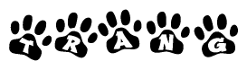The image shows a series of animal paw prints arranged horizontally. Within each paw print, there's a letter; together they spell Trang