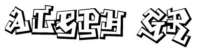The clipart image features a stylized text in a graffiti font that reads Aleph gr.