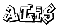 The clipart image features a stylized text in a graffiti font that reads Alis.
