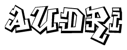 The clipart image depicts the word Audri in a style reminiscent of graffiti. The letters are drawn in a bold, block-like script with sharp angles and a three-dimensional appearance.