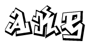 The clipart image depicts the word Ake in a style reminiscent of graffiti. The letters are drawn in a bold, block-like script with sharp angles and a three-dimensional appearance.