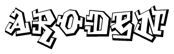 The clipart image depicts the word Aroden in a style reminiscent of graffiti. The letters are drawn in a bold, block-like script with sharp angles and a three-dimensional appearance.