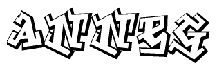 The clipart image depicts the word Anneg in a style reminiscent of graffiti. The letters are drawn in a bold, block-like script with sharp angles and a three-dimensional appearance.