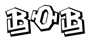 The clipart image depicts the word Bob in a style reminiscent of graffiti. The letters are drawn in a bold, block-like script with sharp angles and a three-dimensional appearance.