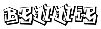 The clipart image depicts the word Bennie in a style reminiscent of graffiti. The letters are drawn in a bold, block-like script with sharp angles and a three-dimensional appearance.