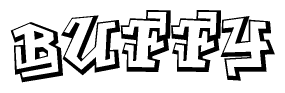 The clipart image features a stylized text in a graffiti font that reads Buffy.